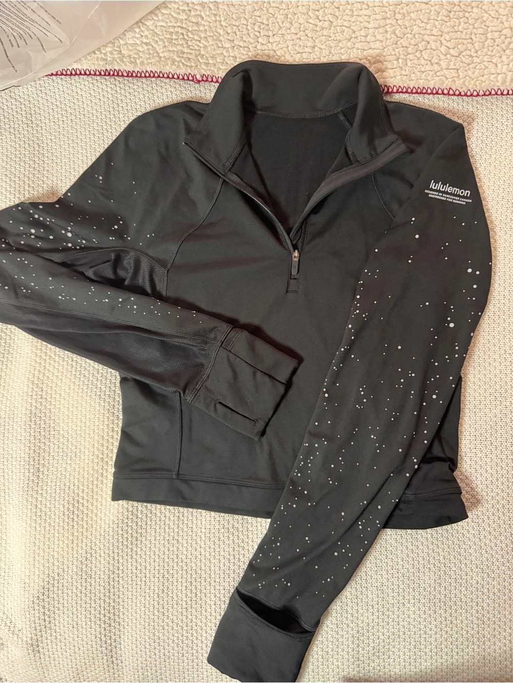 lululemon athletica Black Half-Zip Pullover with Speckled Detailing